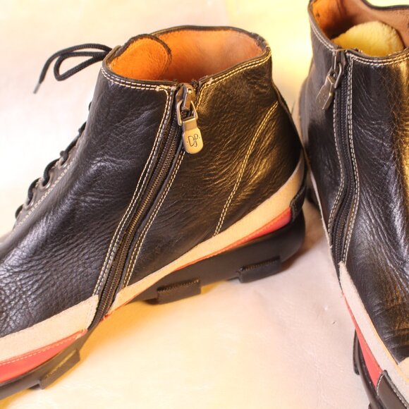 Donald J. Pliner Black and Red Leather Boots - Picture 3 of 15